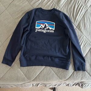 Men’s Patagonia Crew Neck Sweatshirt Fitz Roy Horizons Uprisal Navy Size Large